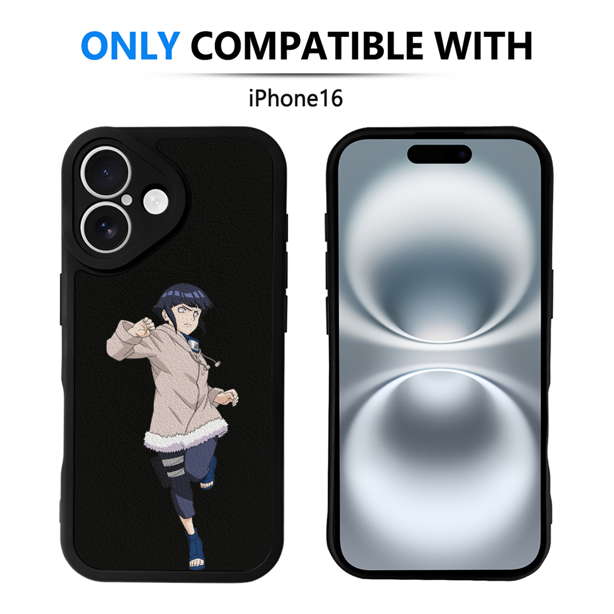 （画像用） NARUTO -ナルト- 日向ヒナタ Hyūga Hinata 【iPhone 16シリーズ対応】シリコンスマホケース（レザー調） 材質：シリコン